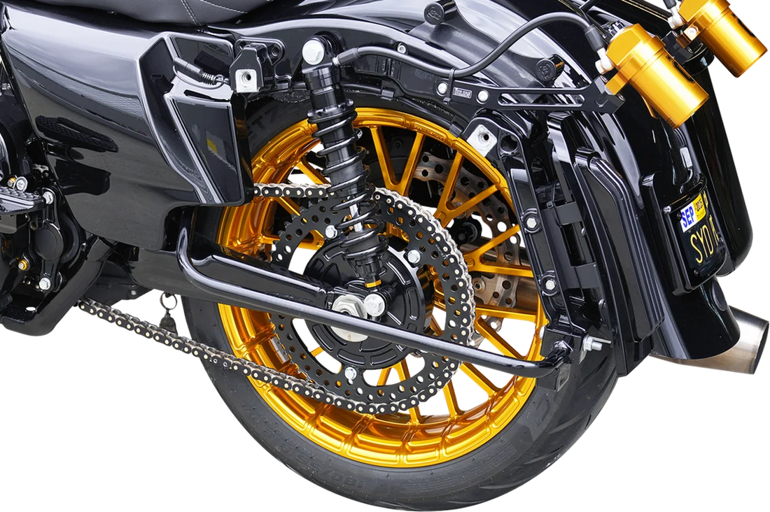 Arlen Ness Chain Drive Kit - 27/57 Tooth - Black fits FLT / FLH - Installation View