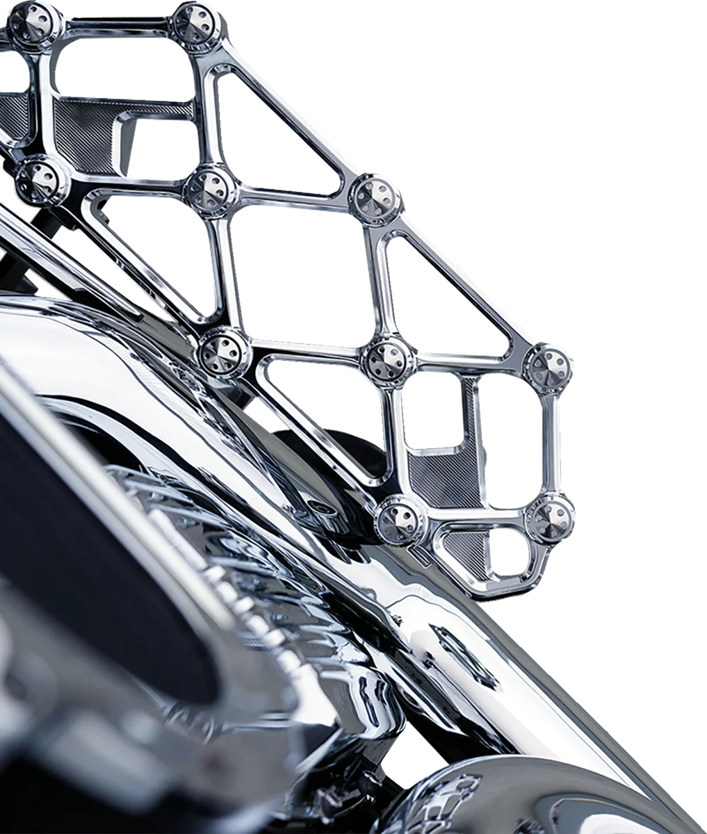Arlen Ness Diamond Floorboards - Driver - Chrome - Installation View