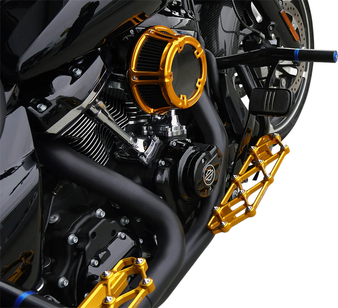 Arlen Ness Diamond Floorboards - Driver - Gold - Side View