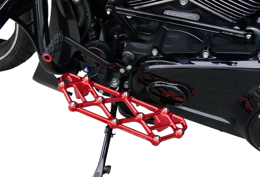 Arlen Ness Diamond Floorboards - Driver - Red - Side View