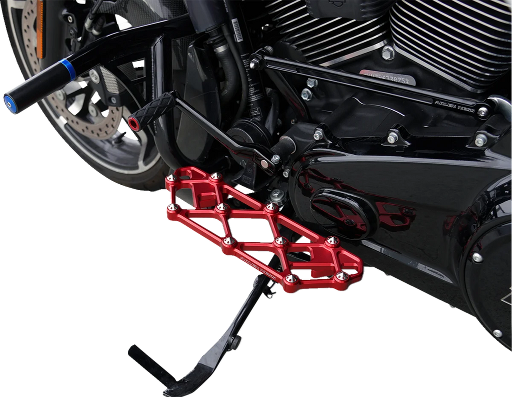 Arlen Ness Diamond Floorboards - Driver - Red - Back View