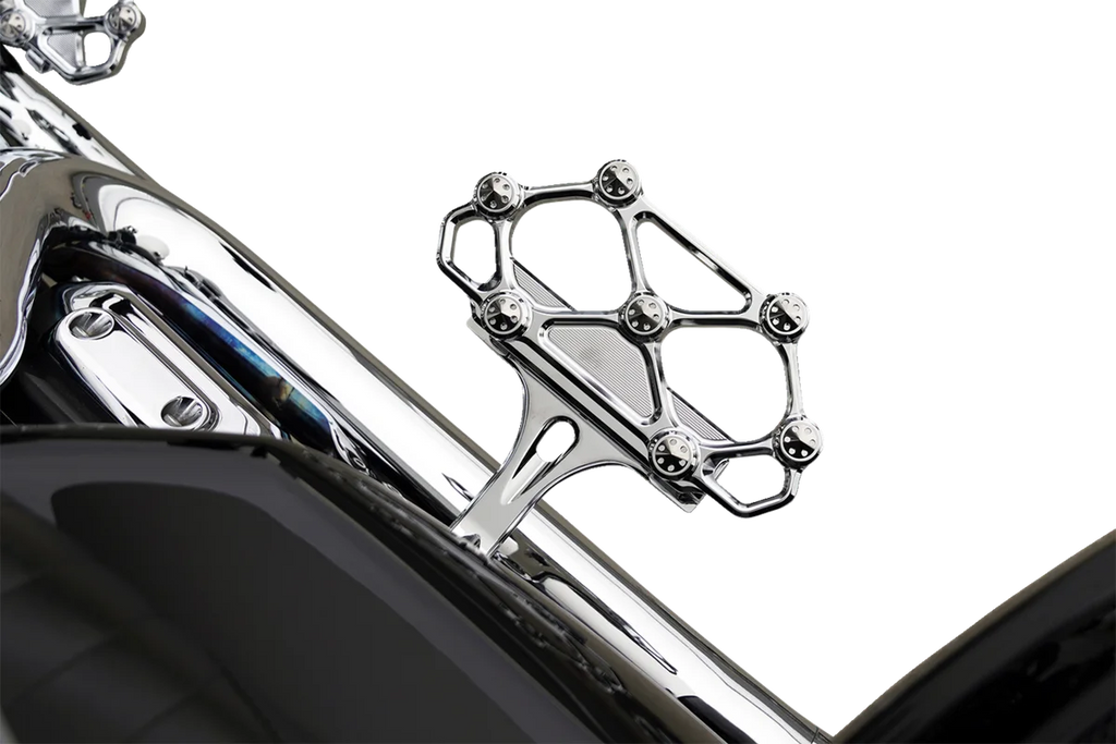 Arlen Ness Diamond Floorboards - Passenger - Chrome - Back View
