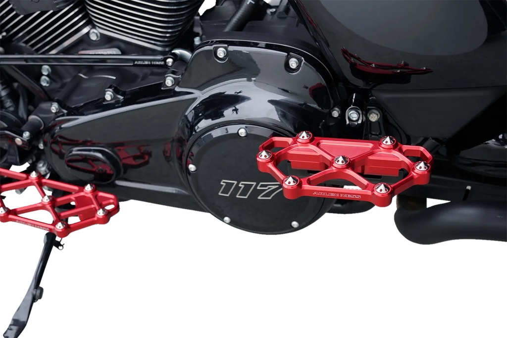 Arlen Ness Diamond Floorboards - Passenger - Red - Side View