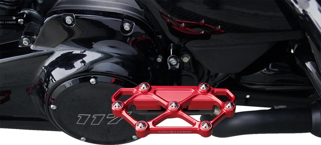 Arlen Ness Diamond Floorboards - Passenger - Red - Back View