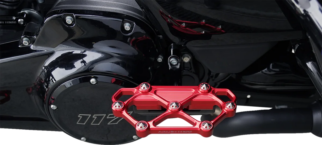 Arlen Ness Diamond Floorboards - Passenger - Red - Back View