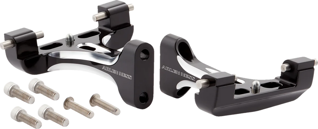 Arlen Ness Forged Passenger Floorboard Mounts - All Black 410-032 - Detail View