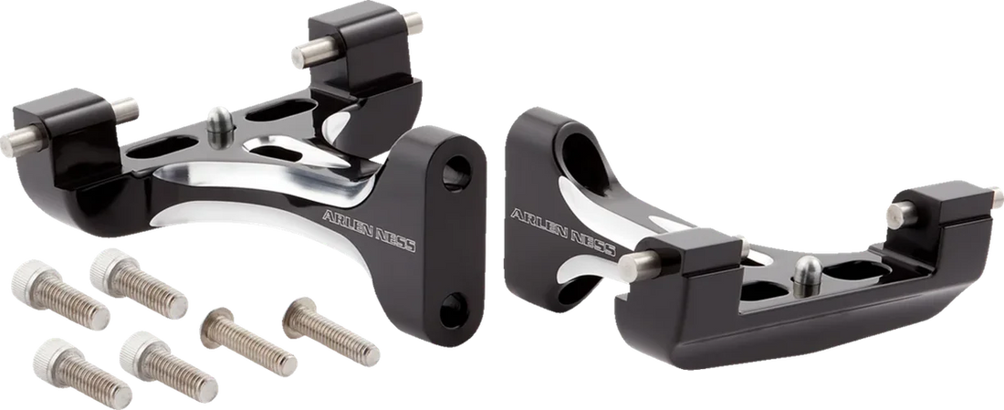Arlen Ness Forged Passenger Floorboard Mounts - All Black 410-032 - Detail View