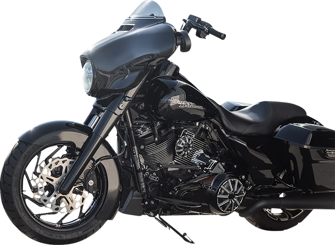 Arlen Ness Fork Boot Cover - Gloss Black Powdercoat - Smooth 125-000 - Side View