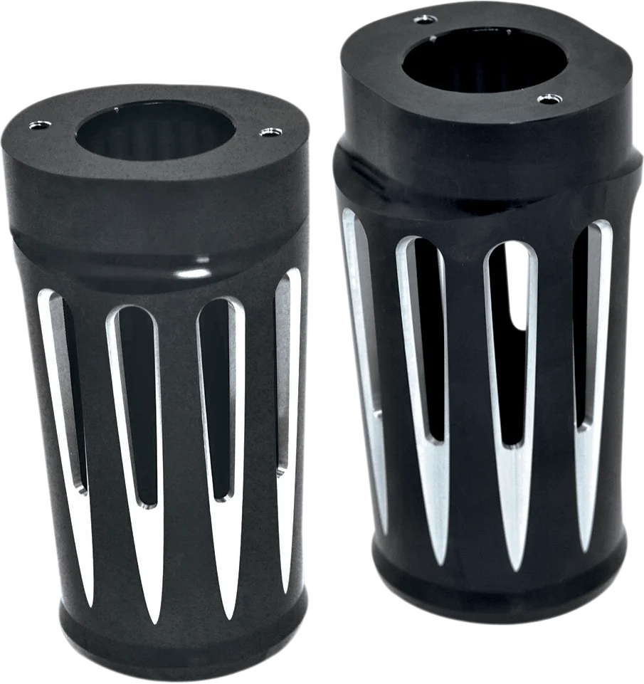 Arlen Ness Fork Boot Covers - Black Anodized - Deep Cut - FLHTD 20-014 - Main Product View