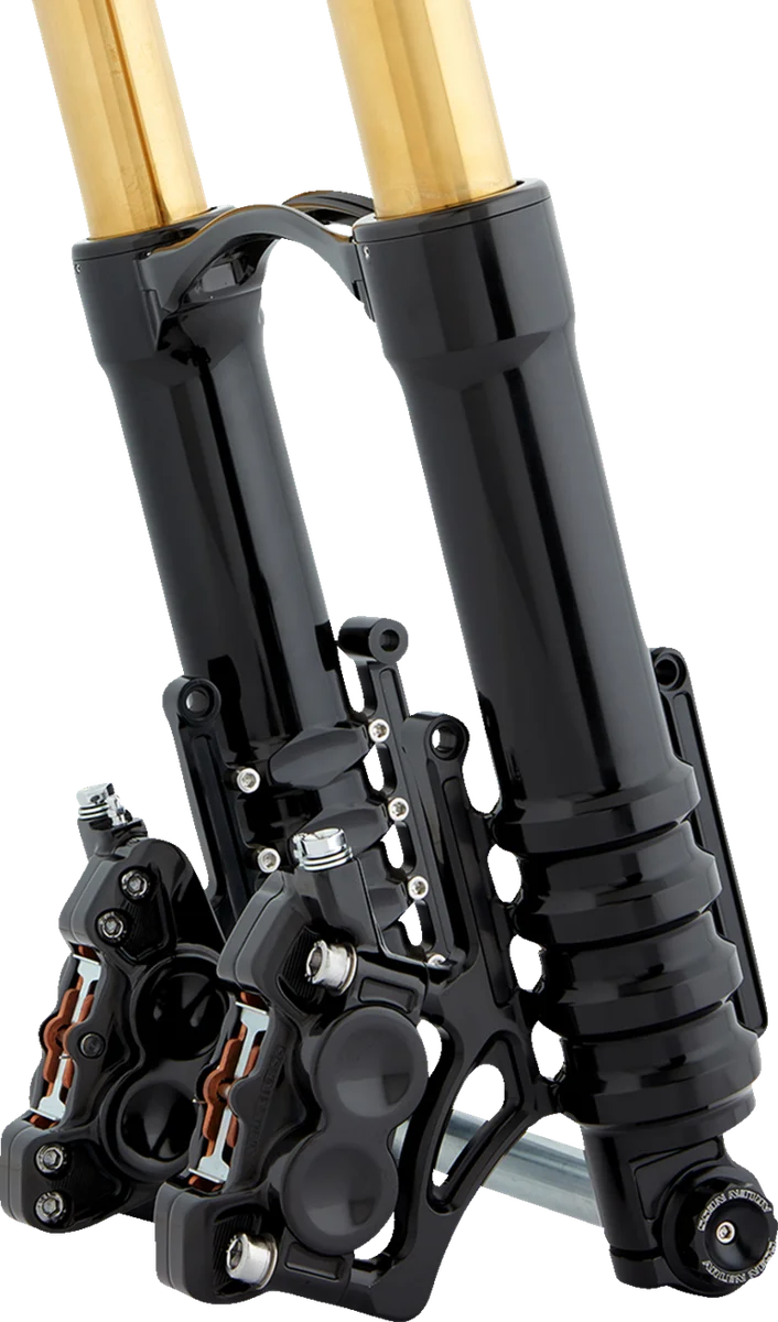 Arlen Ness Fork Legs - 49 mm - Black Anodized - For Custom Radial Mount Brake Caliper 120-003 - Back View