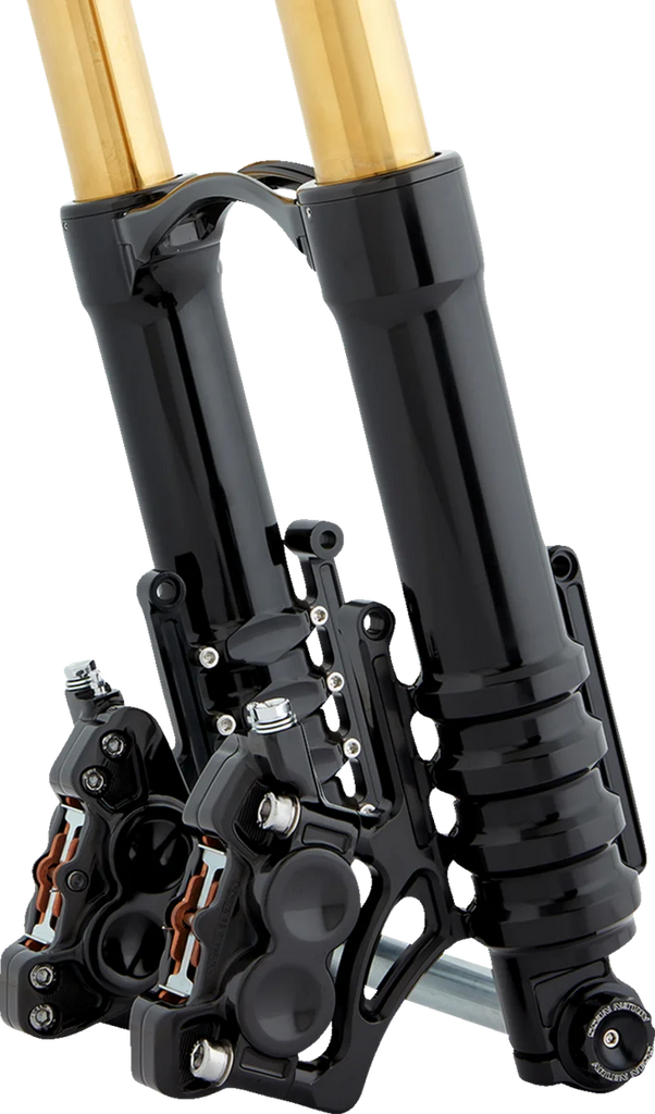Arlen Ness Fork Legs - 49 mm - Black Anodized - For Custom Radial Mount Brake Caliper 120-003 - Back View