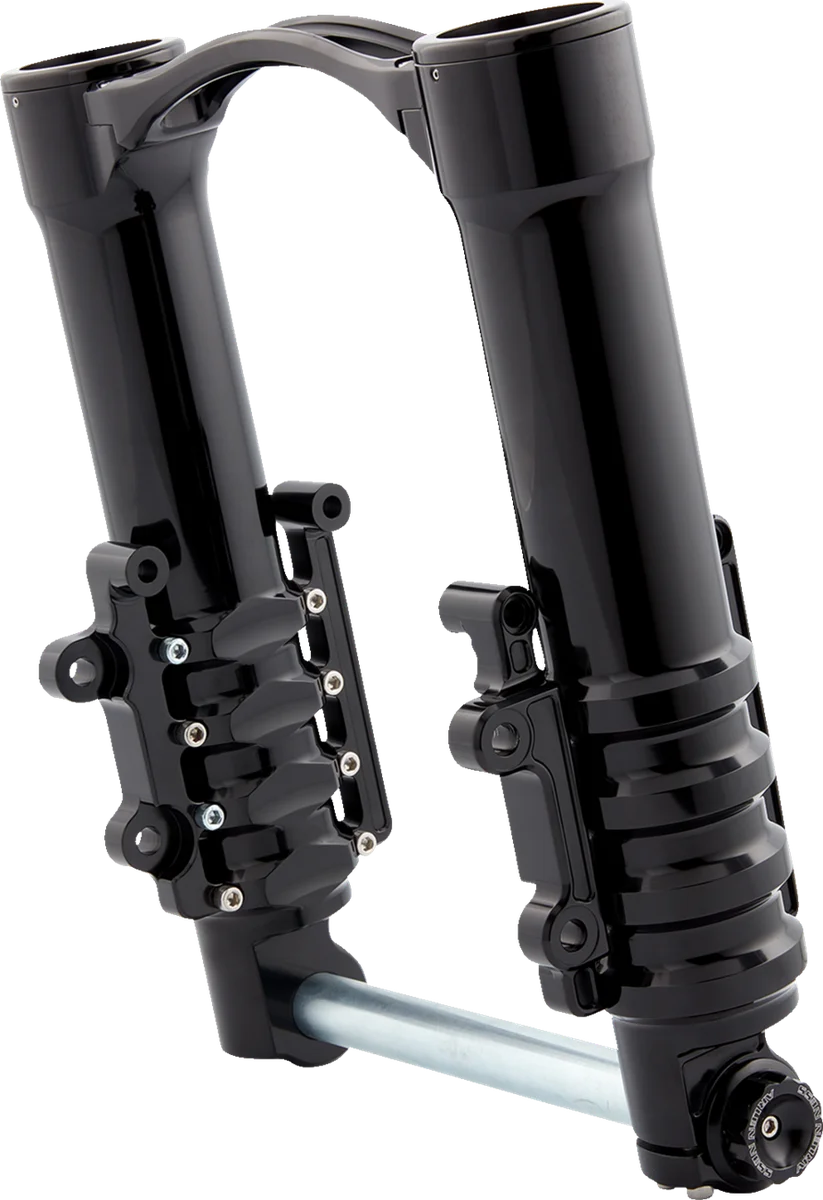 Arlen Ness Fork Legs - 49 mm - Black Anodized - For Factory Brake Caliper 120-002 - Installation View