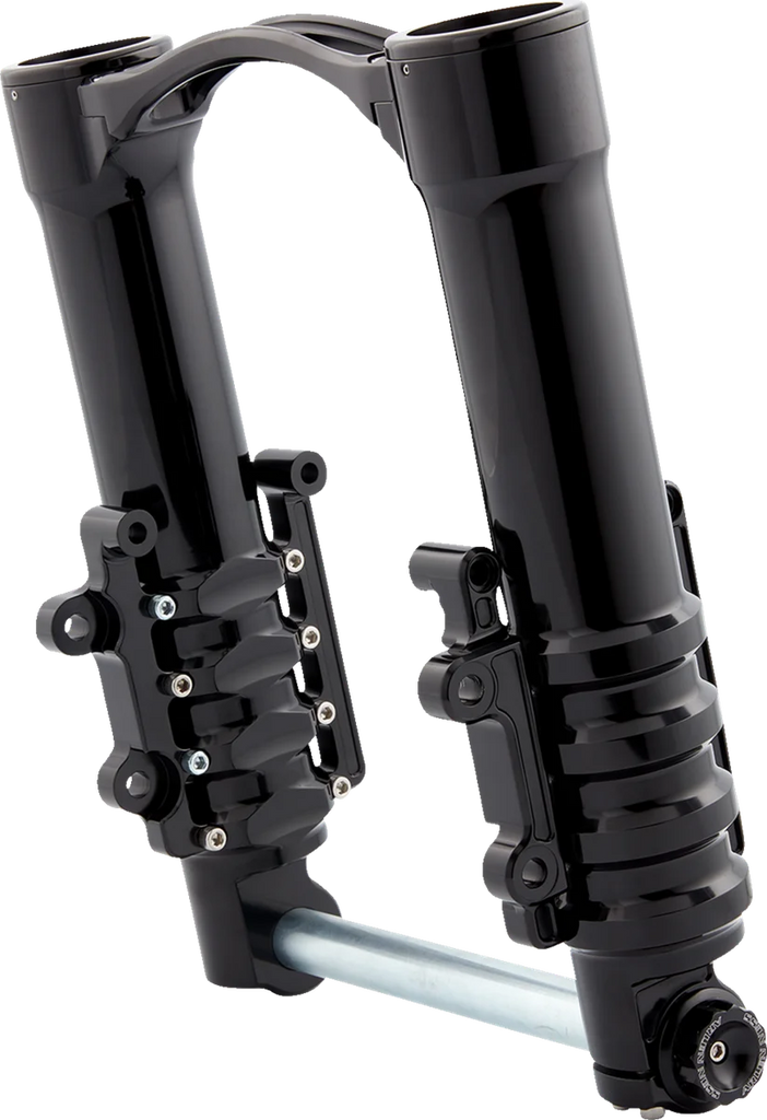 Arlen Ness Fork Legs - 49 mm - Black Anodized - For Factory Brake Caliper 120-002 - Installation View