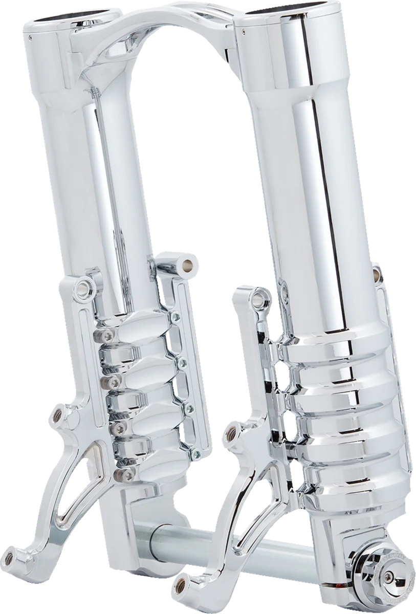 Arlen Ness Fork Legs - 49 mm - Chrome - For Custom Radial Mount Brake Caliper 120-012 - Side View