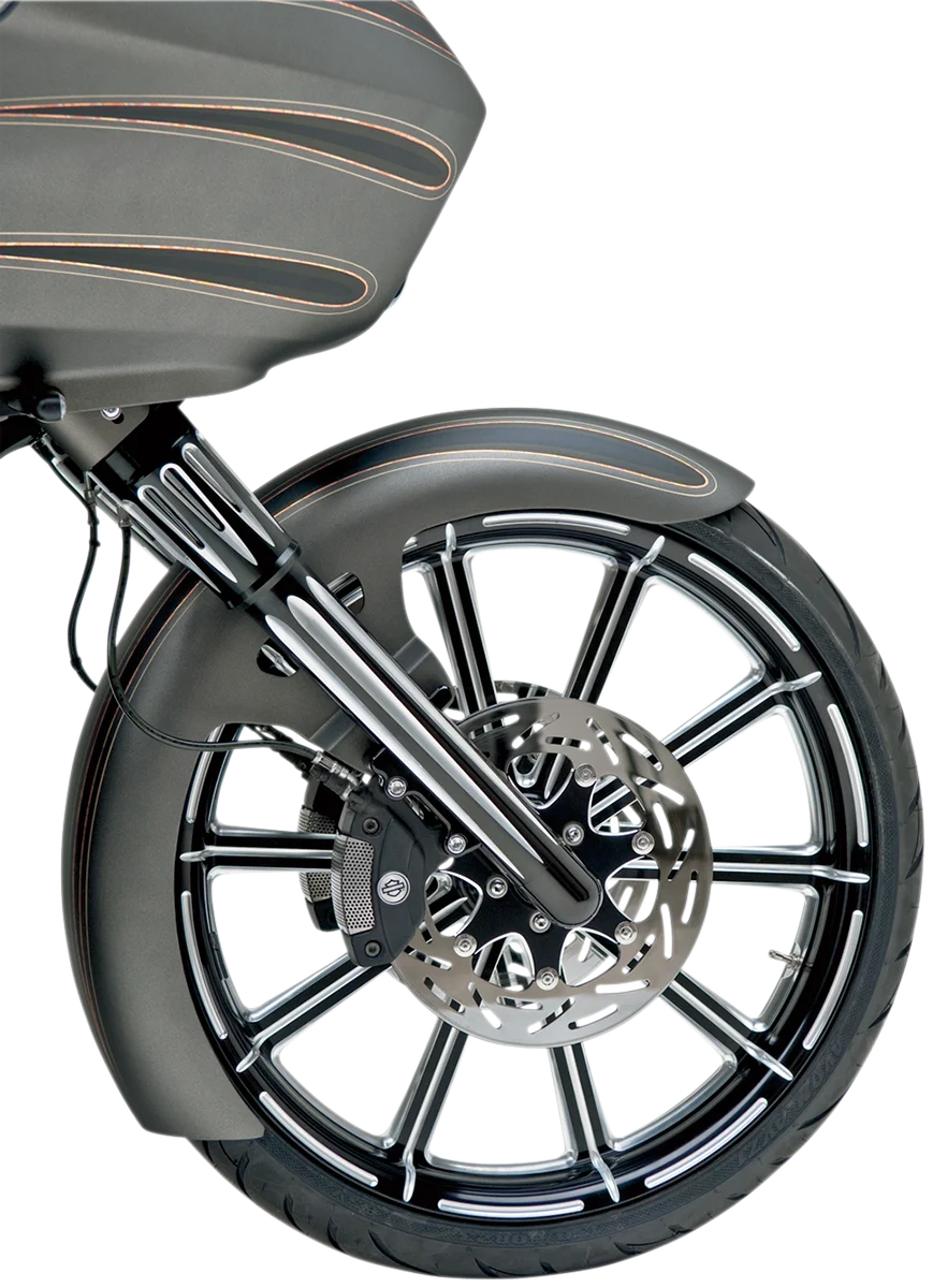 Arlen Ness Fork Legs - Black Anodized - Deep Cut - Dual Disc - '00-'07 FLT 06-513 - Back View