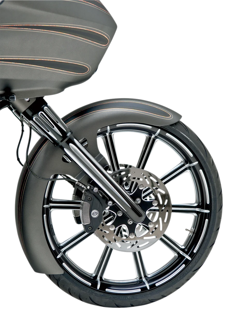 Arlen Ness Fork Legs - Black Anodized - Deep Cut - Dual Disc - '00-'07 FLT 06-513 - Back View