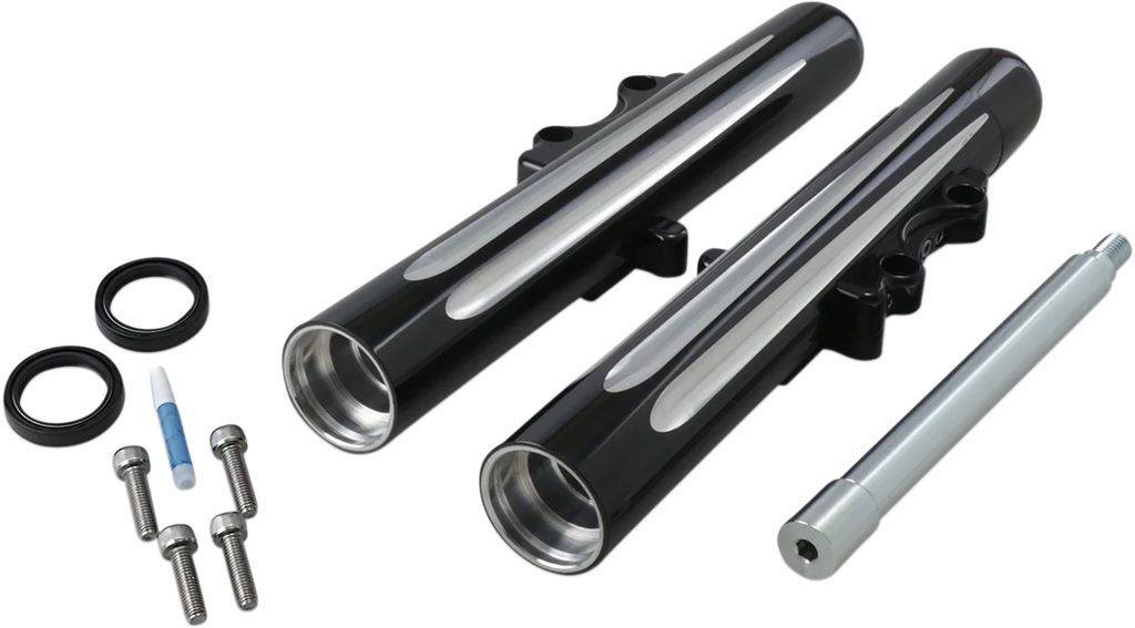 Arlen Ness Fork Legs - Black Anodized - Deep Cut - Dual Disc - '08-'13 FLT 06-511 - Main Product View
