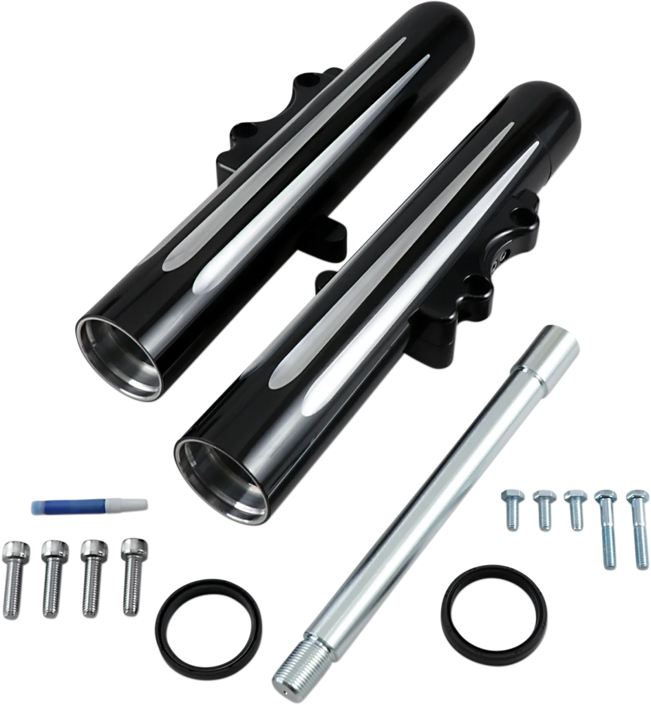 Arlen Ness Fork Legs - Black Anodized - Deep Cut - Dual Disc 40-512 - Main Product View