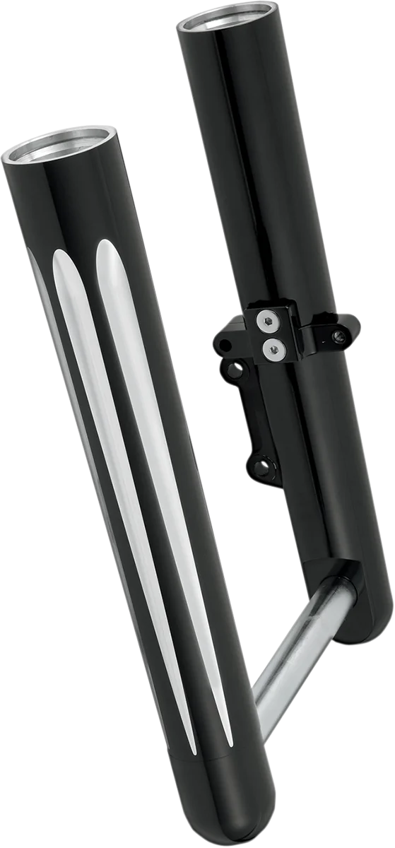 Arlen Ness Fork Legs - Black Anodized - Deep Cut - Dual Disc 40-512 - Side View