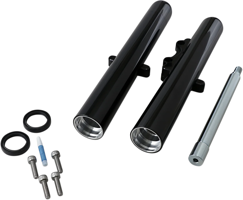 Arlen Ness Fork Legs - Black Anodized - Hot Legs - Custom Single Disc - Smooth - '08-'13 06-521 - Main Product View