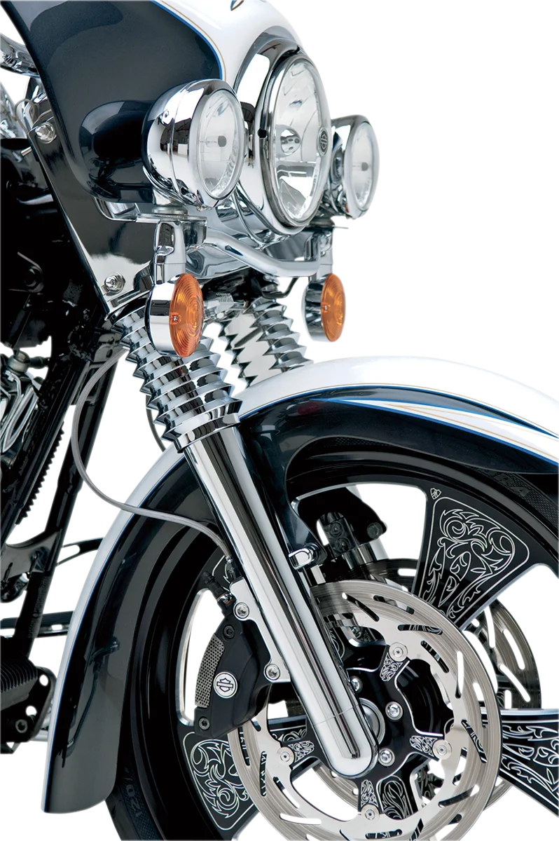 Arlen Ness Fork Legs - Black Anodized - Hot Legs - Custom Single Disc - Smooth - '08-'13 06-521 - Back View