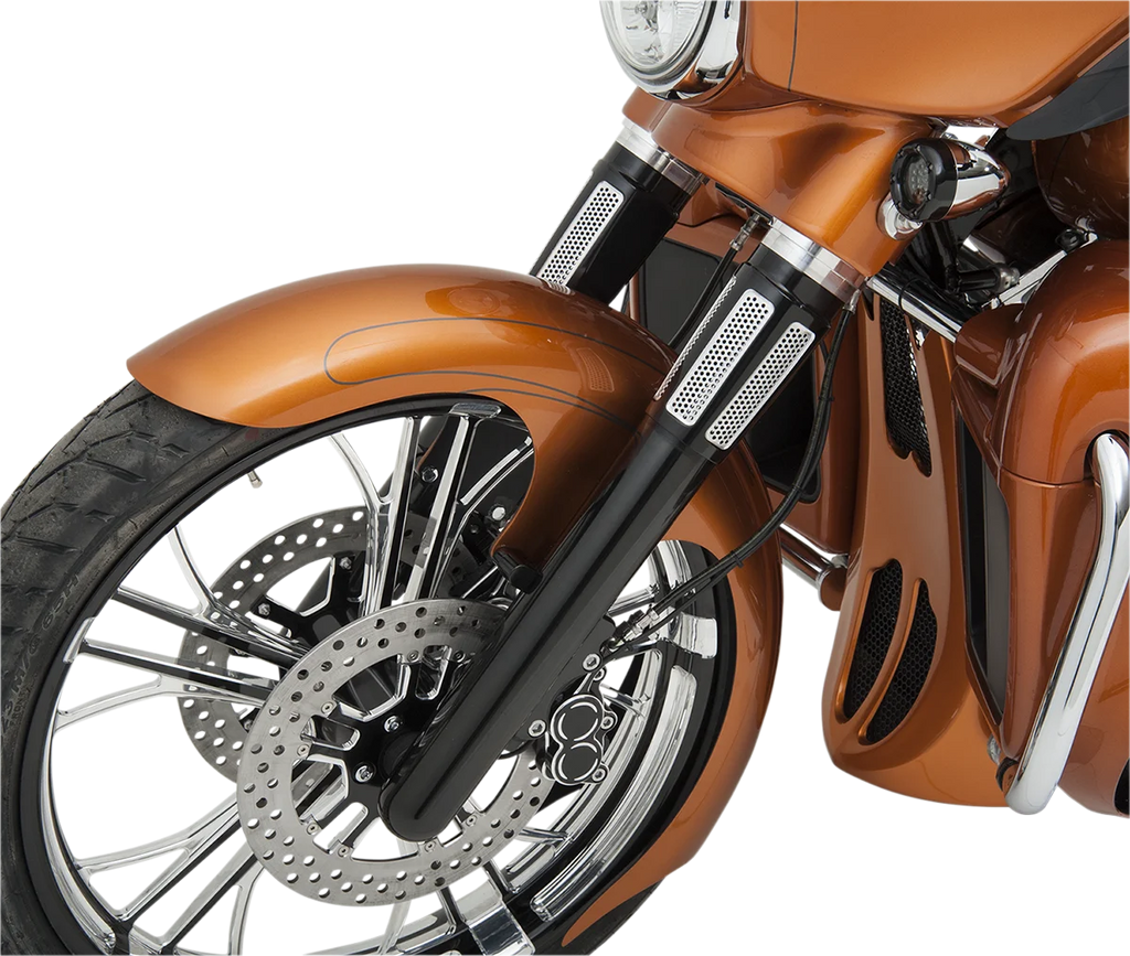 Arlen Ness Fork Legs - Black Anodized - Smooth - Dual Disc 40-513 - Side View