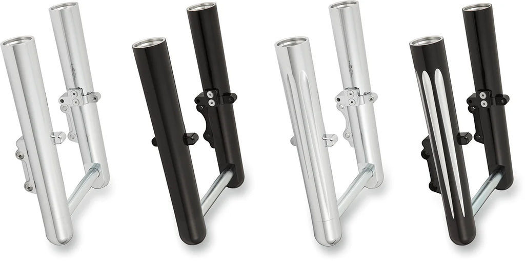 Arlen Ness Fork Legs - Black Anodized - Smooth - Dual Disc 40-513 - Back View