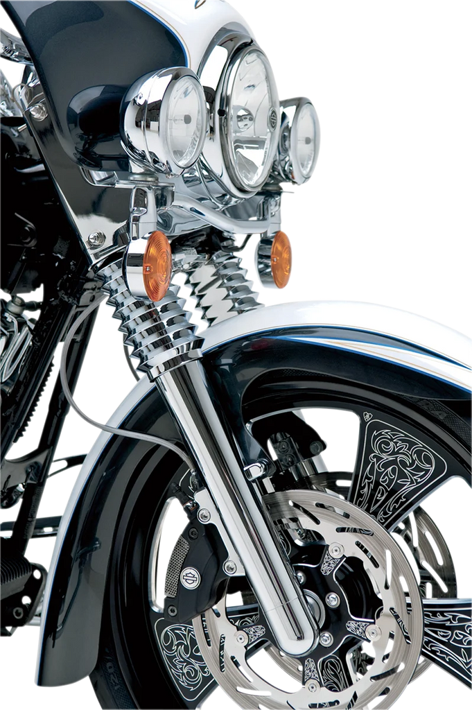Arlen Ness Fork Legs - Black Anodized - Smooth - Dual Disc 40-513 - Installation View