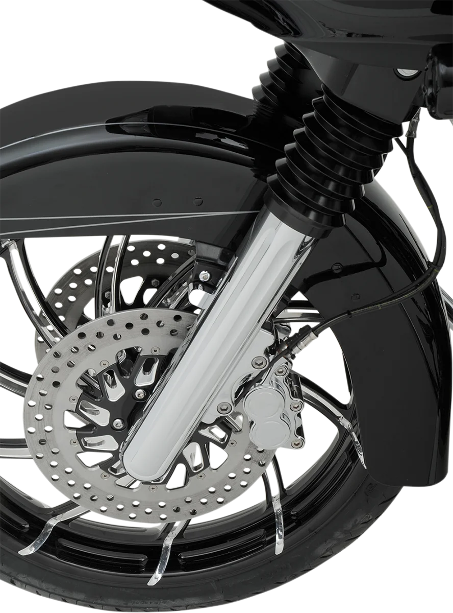 Arlen Ness Fork Legs - Chrome - Deep Cut - Dual Disc 40-502 - Side View