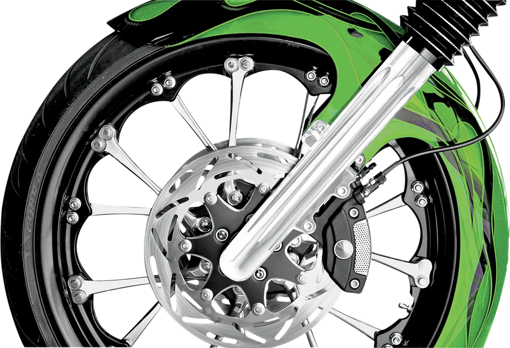 Arlen Ness Fork Legs - Chrome - Deep Cut - Dual Disc - Deep Cut - '08-'13 FLT 06-510 - Side View