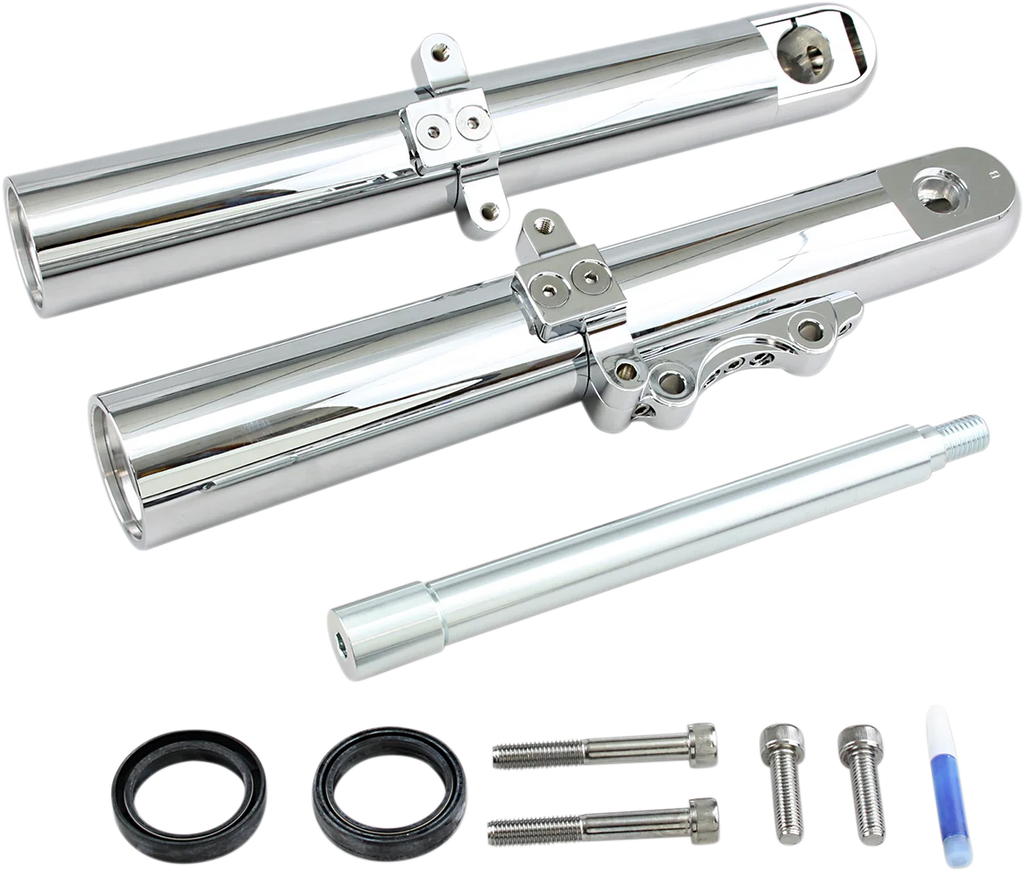 Arlen Ness Fork Legs - Chrome - Hot Legs - Custom Single Disc - Smooth - '00-'07 06-522 - Main Product View