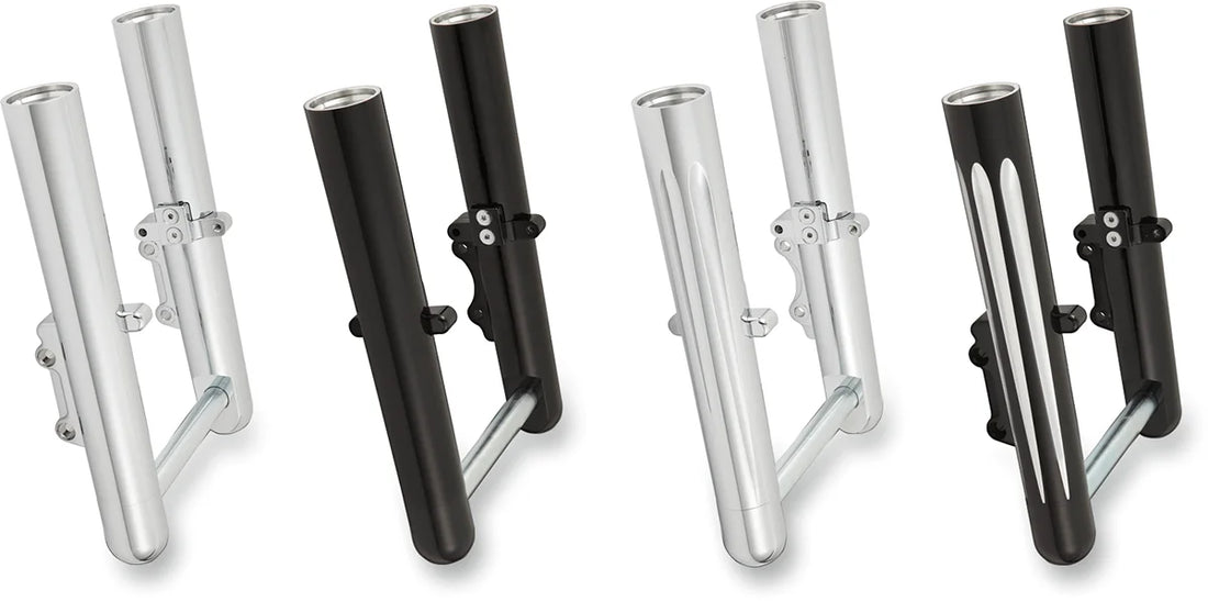 Arlen Ness Fork Legs - Chrome - Smooth - Dual Disc 40-503 - Back View