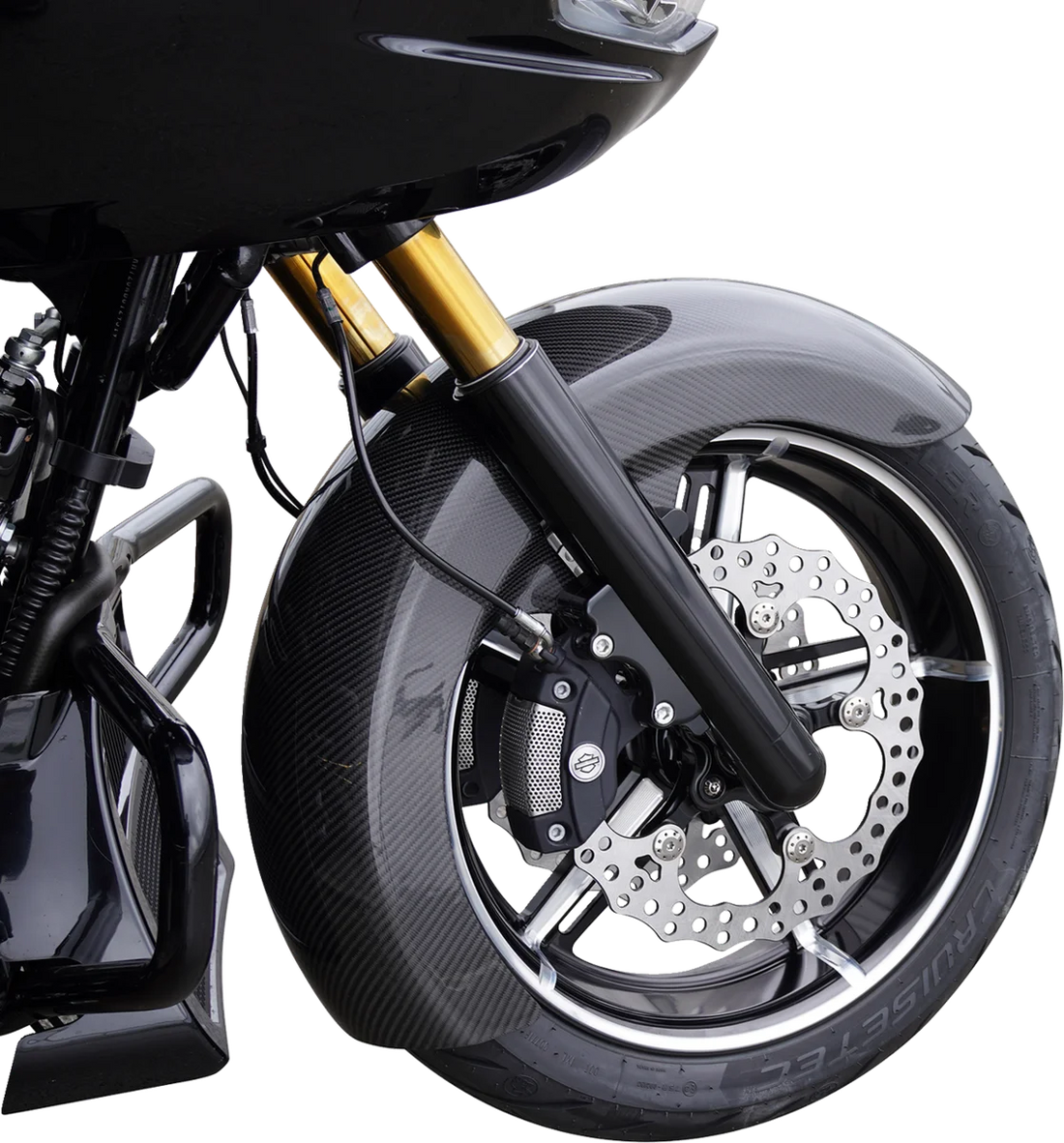 Arlen Ness Front Fender - Fat Wrapper - 18" - Carbon Fiber fits 2024-2025 Harley-Davidson FLT - Side View