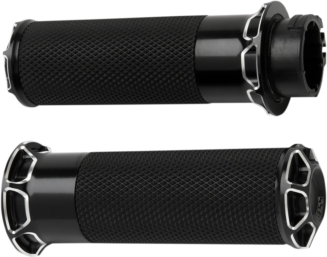 Arlen Ness Grips - Beveled - Cable - Chrome 07-330 - Side View