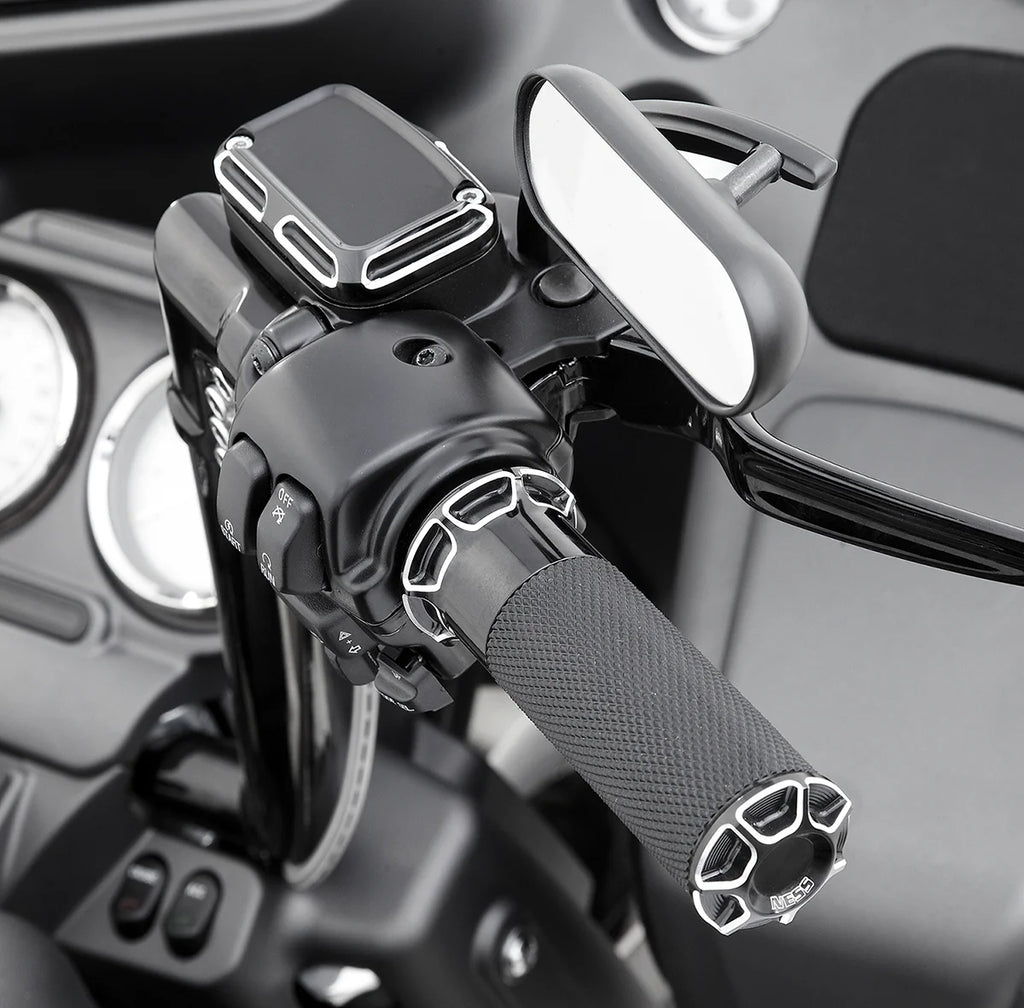Arlen Ness Grips - Beveled - TBW - Black 07-329 - Side View