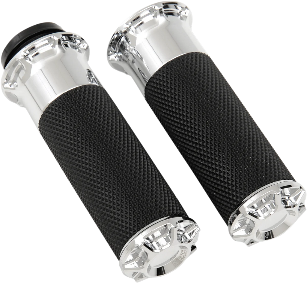 Arlen Ness Grips - Beveled - TBW - Chrome 07-328 - Main Product View