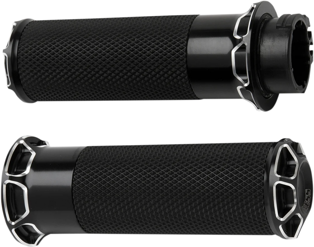 Arlen Ness Grips - Beveled - TBW - Chrome 07-328 - Side View