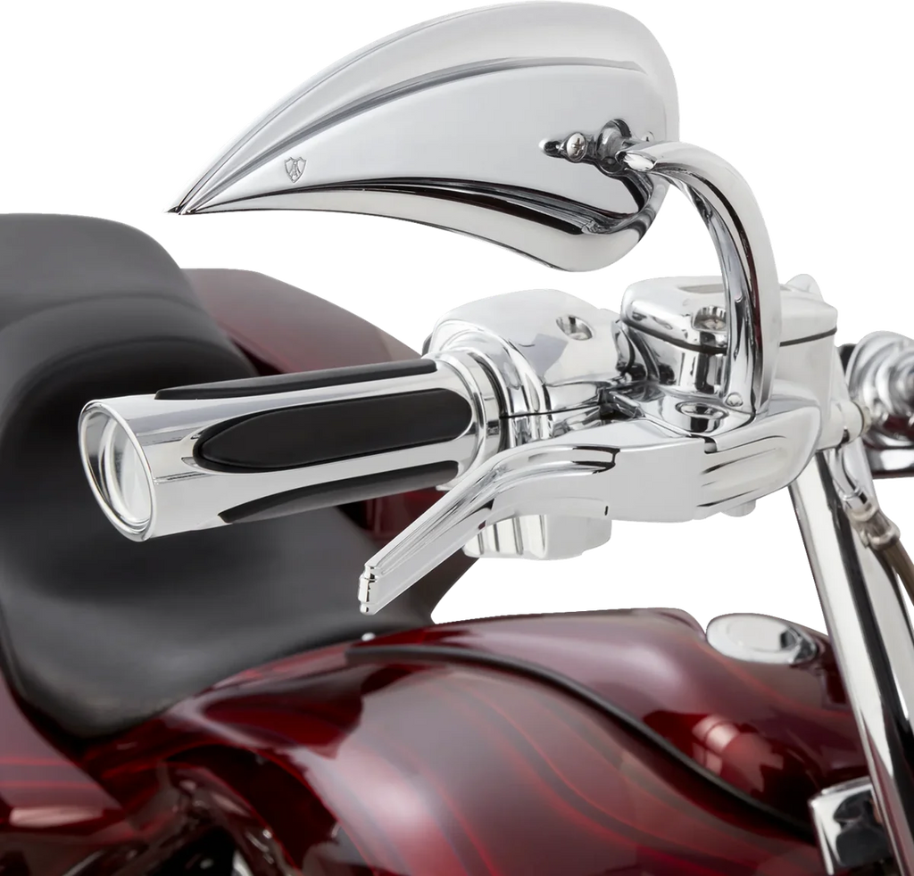 Arlen Ness Grips - Comfort - Deep Cut - TBW - Chrome 500-070 - Side View