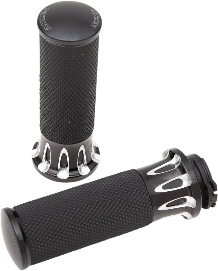 Arlen Ness Grips - Deep Cut - Cable - Black 07-317 - Main Product View