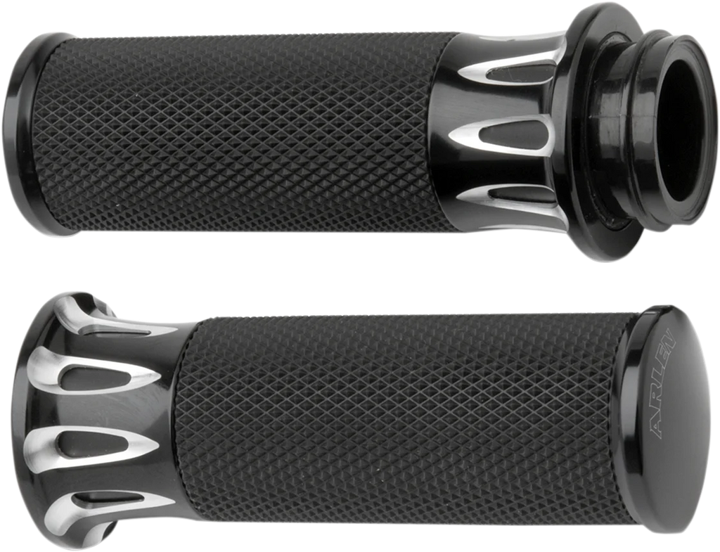 Arlen Ness Grips - Deep Cut - TBW - Black 07-319 - Main Product View