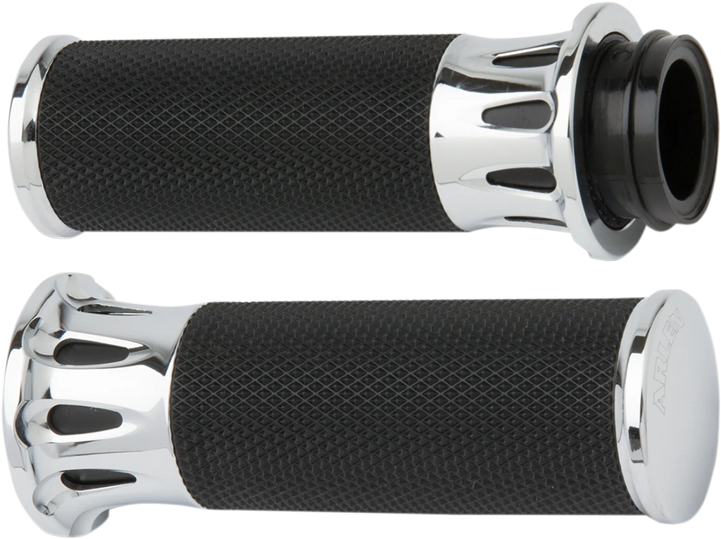 Arlen Ness Grips - Deep Cut - TBW - Black 07-319 - Side View
