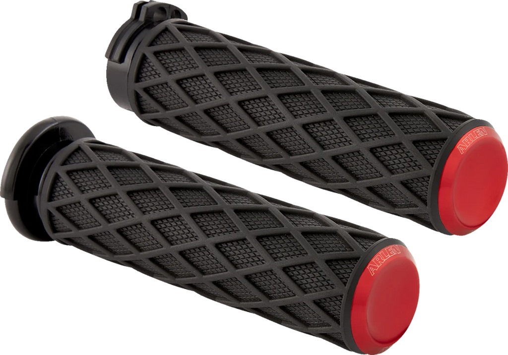 Arlen Ness Grips - Diamond - Cable - Red 500-015 - Main Product View