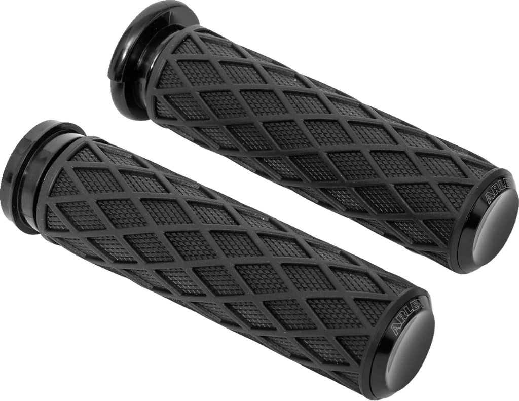 Arlen Ness Grips - Diamond - TBW - Black 500-007 - Main Product View