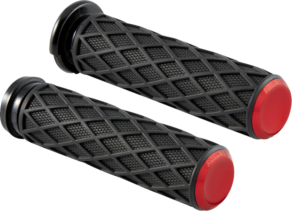 Arlen Ness Grips - Diamond - TBW - Red 500-017 - Main Product View