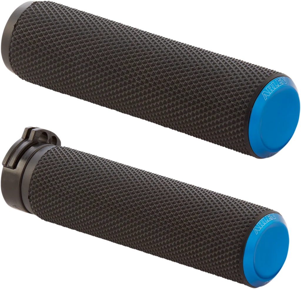 Arlen Ness Grips - Knurled - Cable - Blue 07-335 - Main Product View