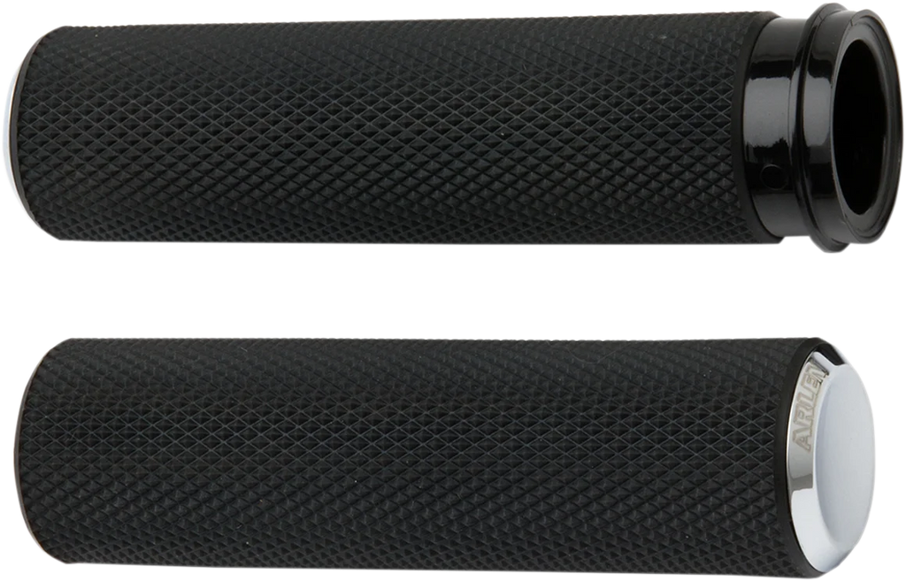 Arlen Ness Grips - Knurled - Cable - Chrome 07-324 - Main Product View