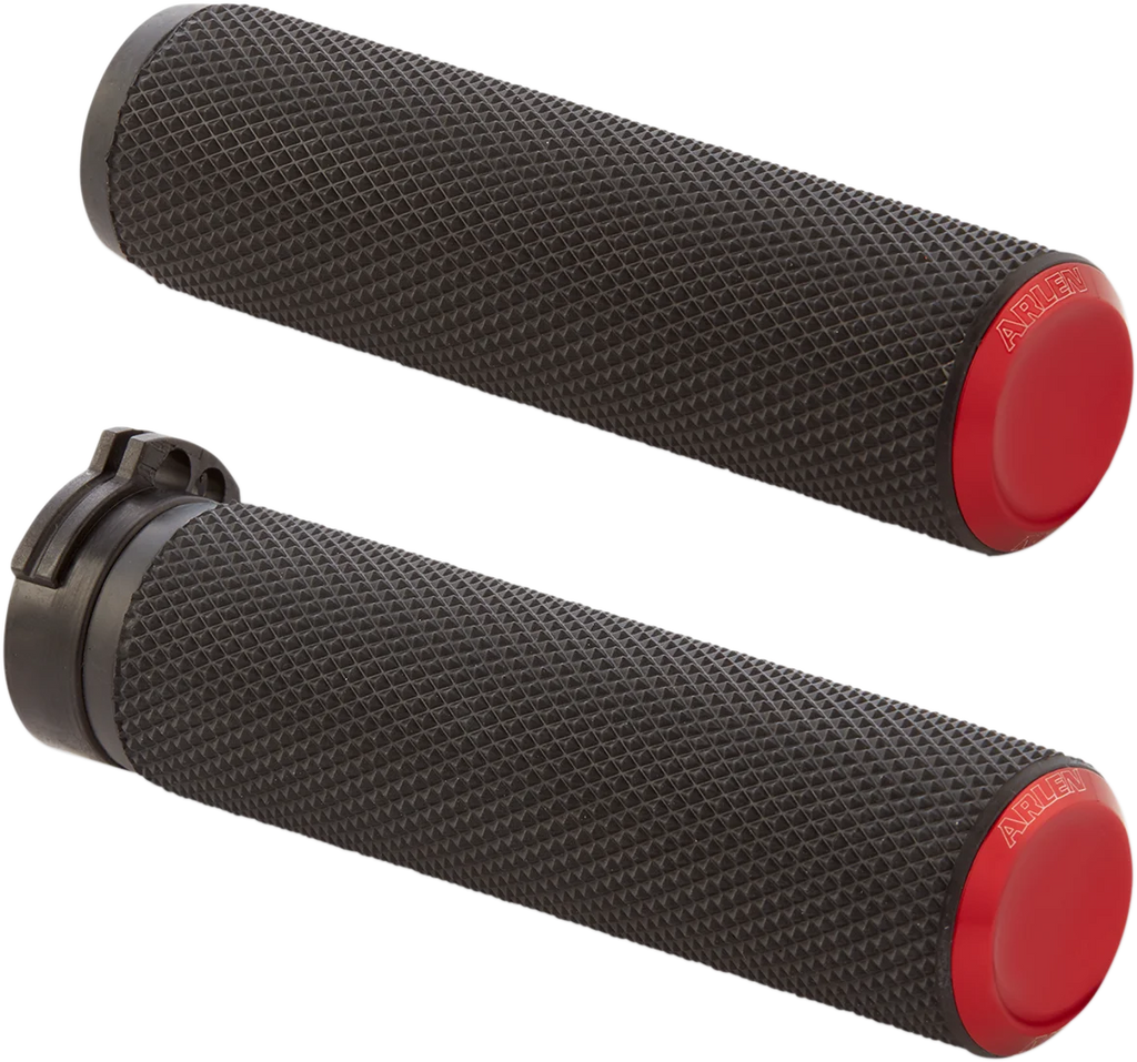 Arlen Ness Grips - Knurled - Cable - Red 07-336 - Main Product View