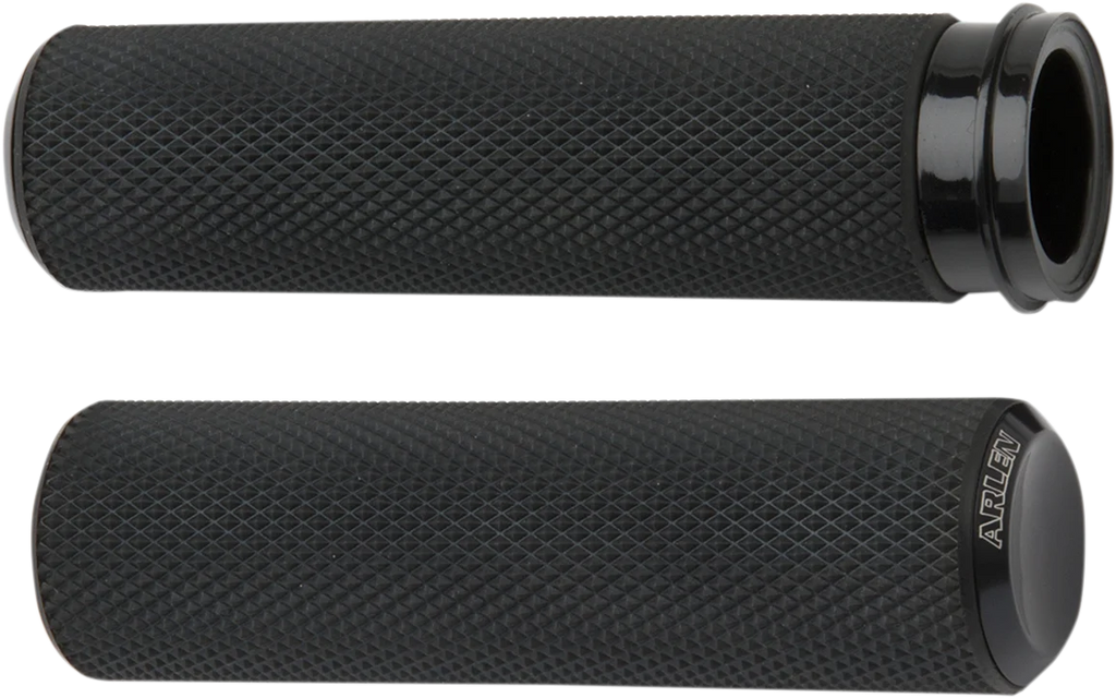 Arlen Ness Grips - Knurled - TBW - Black 07-327 - Main Product View