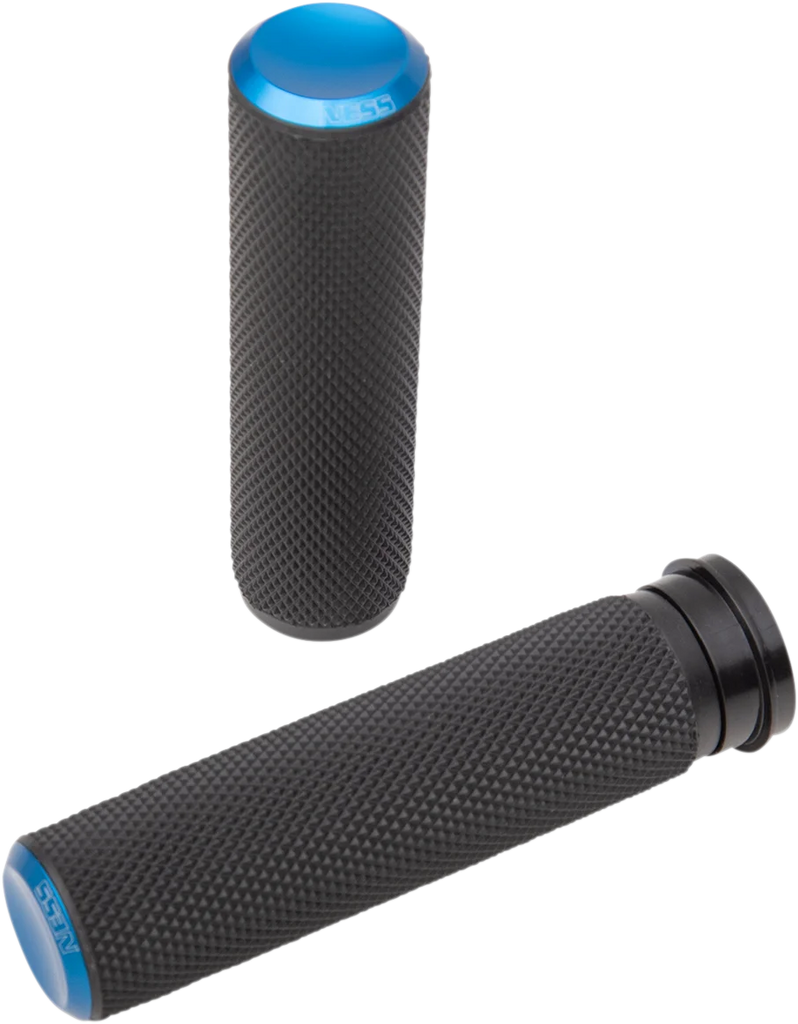 Arlen Ness Grips - Knurled - TBW - Blue 07-345 - Main Product View