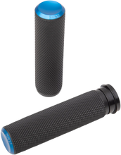 Load image into Gallery viewer, Arlen Ness Grips - Knurled - TBW - Blue 07-345 - Main Product View